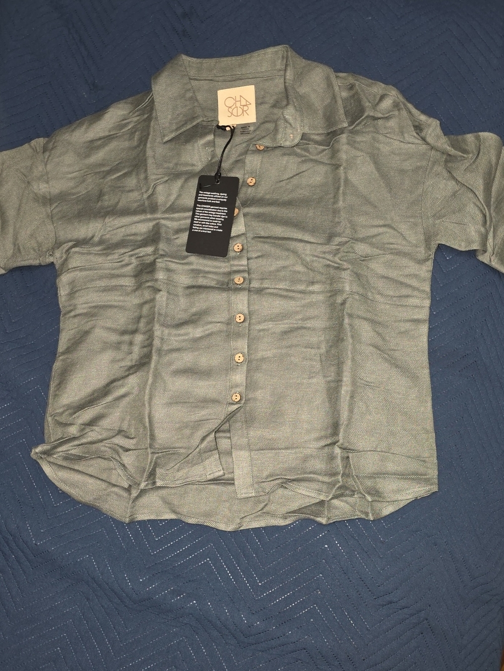 Chaser Olive Green Short Sleeve Button Front Shirt